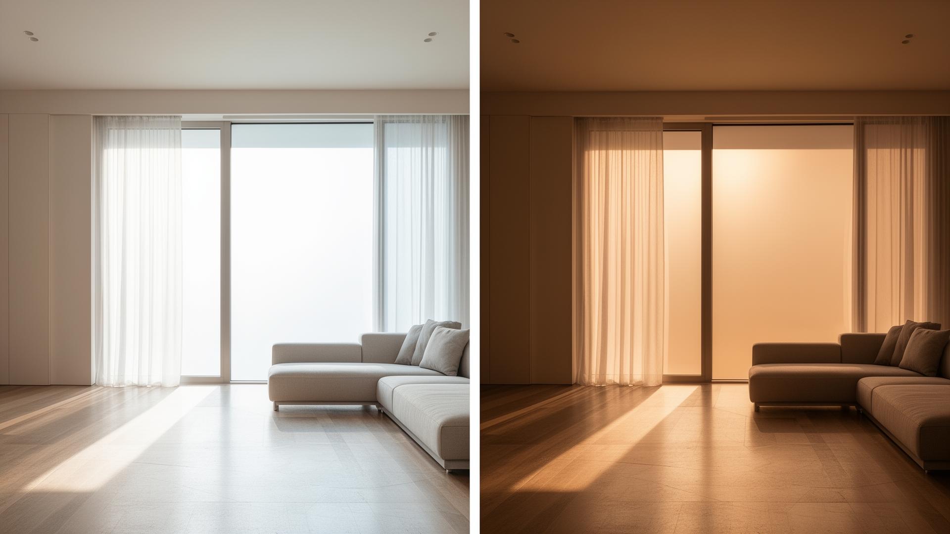 Antes e depois da aplicação de película em vidros